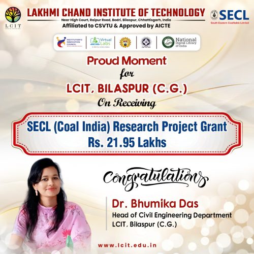 Research Project Grant from SECL (Coal India Limited).